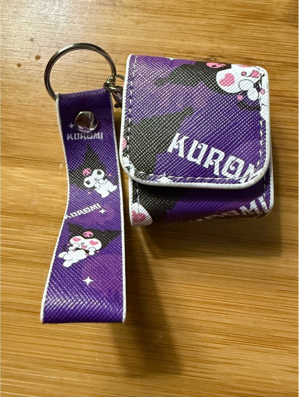 Kuromi Wallet with Lanyard Keychain Airpods gen 1 -2 case or bag charm